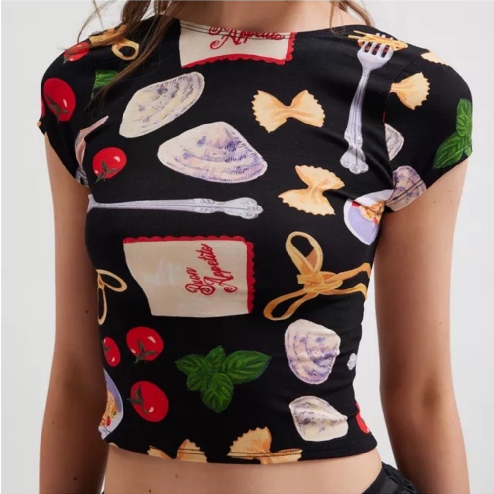 Lisa Says Gah Buon Appetito Rowan Tee top NWT